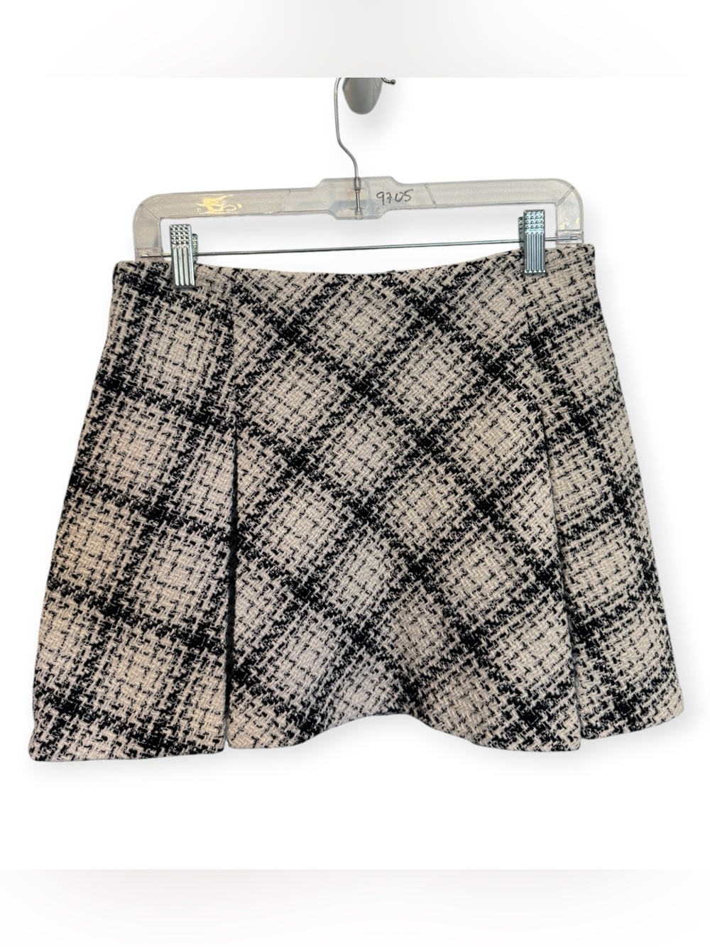 ZARA Plaid Tweed Mini Skirt in Black & White Size Large